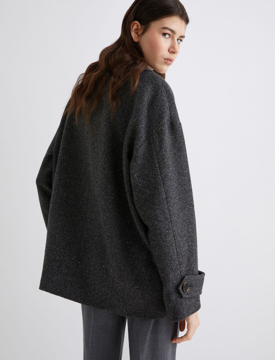 schwere jacke aus knop-garngewebe - schiefergrau