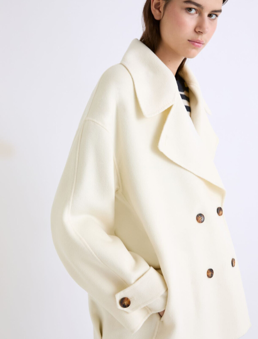 schwere wolljacke - weiss