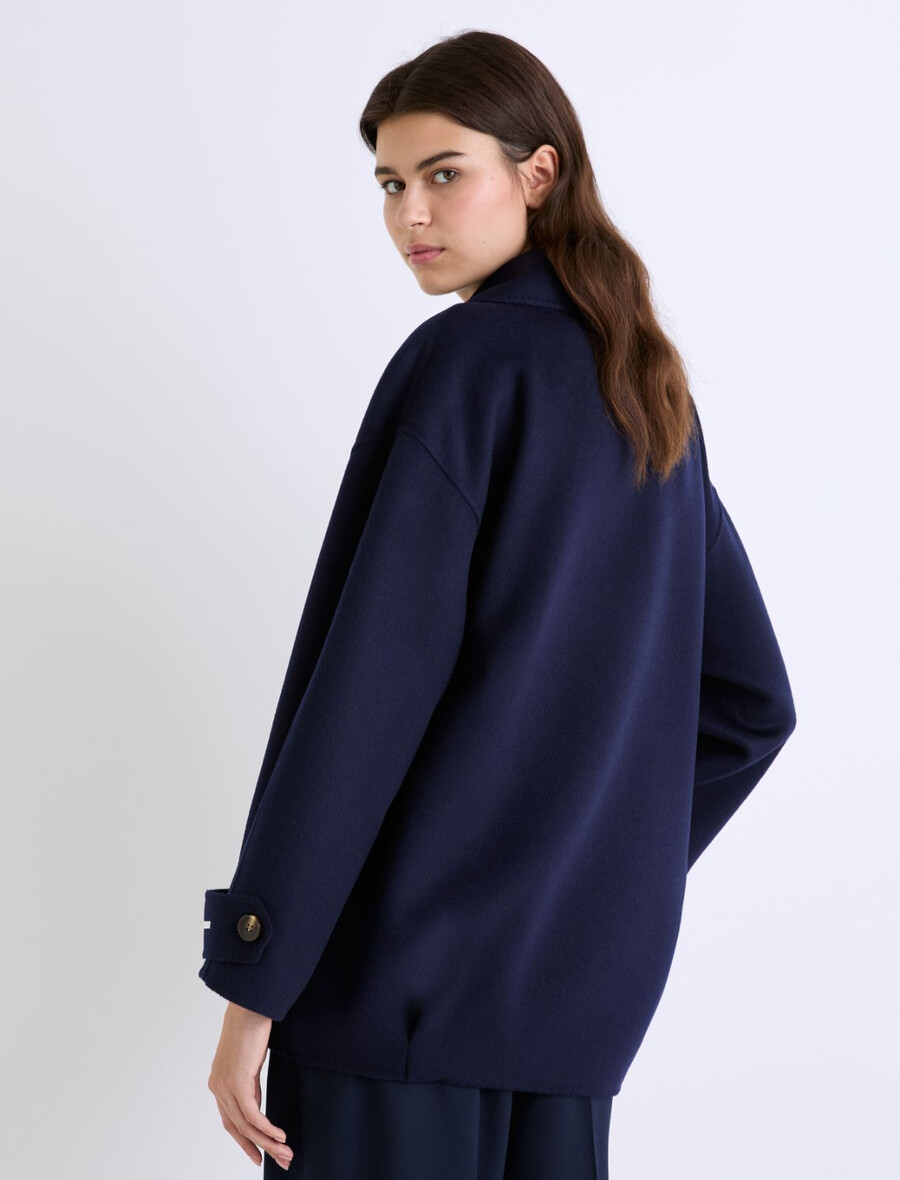 schwere wolljacke - marineblau