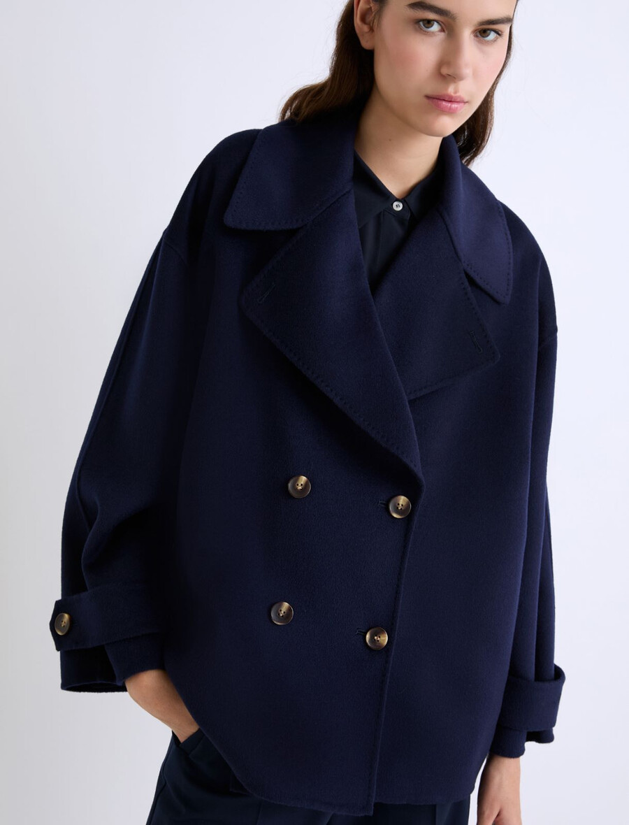 schwere wolljacke - marineblau