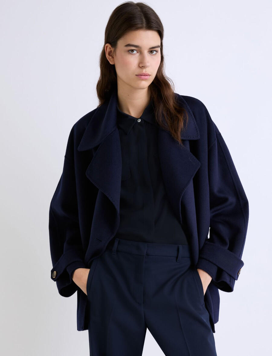 schwere wolljacke - marineblau