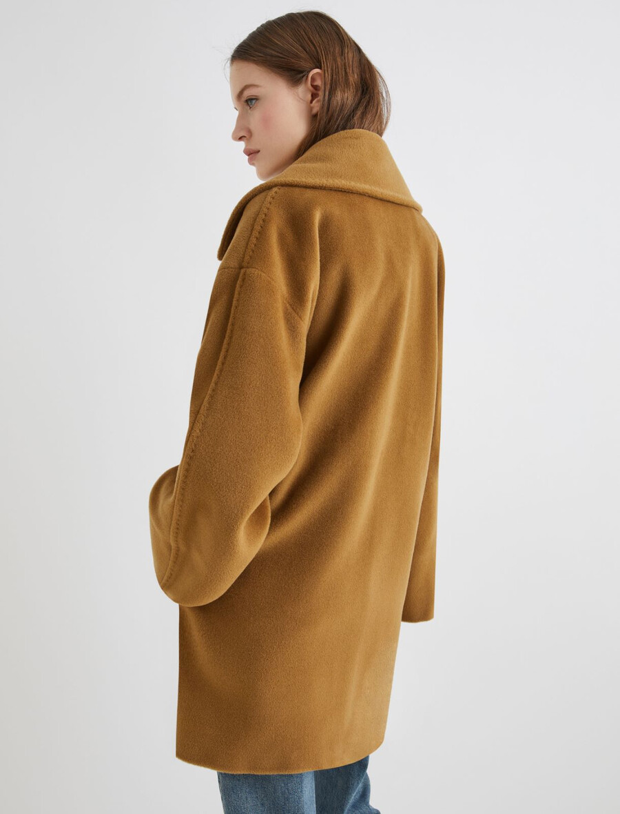 schwere zweireihige jacke aus reiner wolle – oliv
