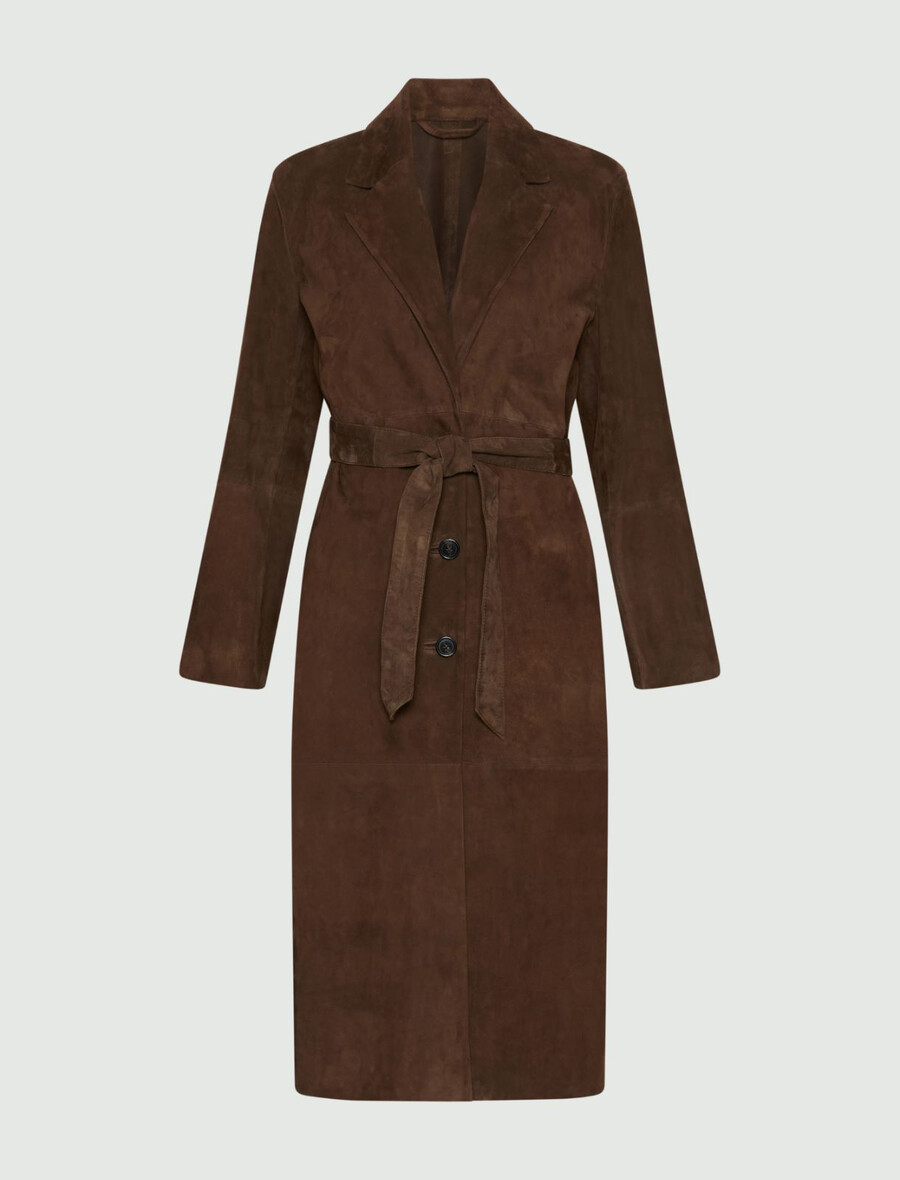 trenchcoat aus wildleder - braun