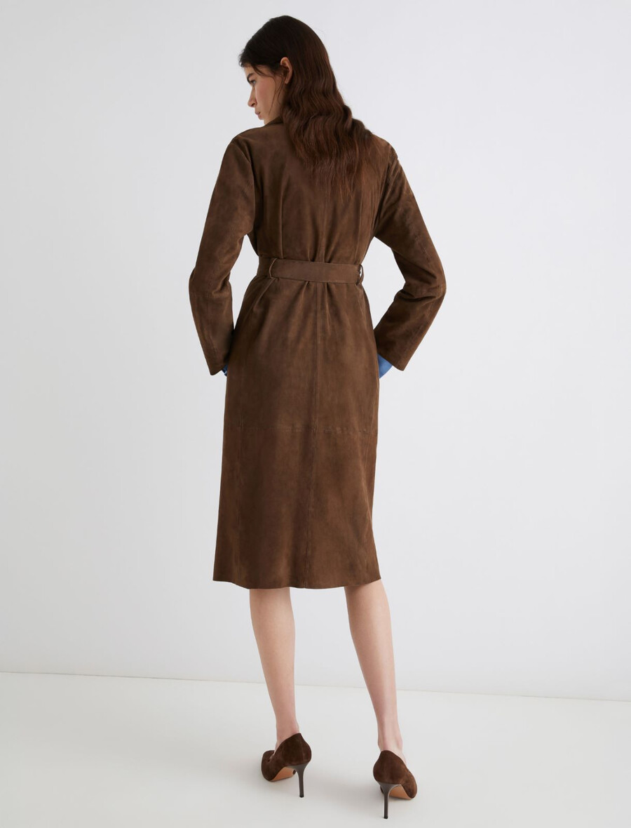 trenchcoat aus wildleder - braun