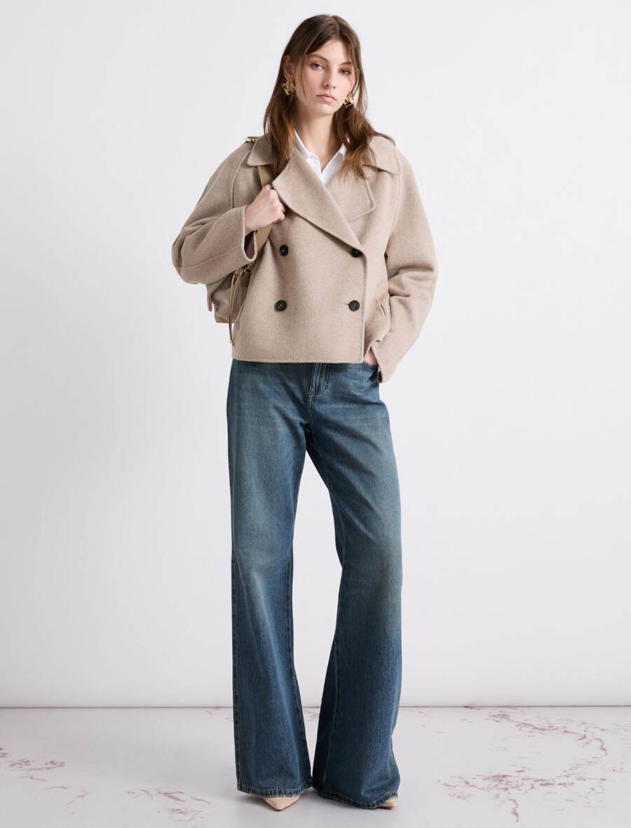 kurzer doppellagiger trenchcoat - creme