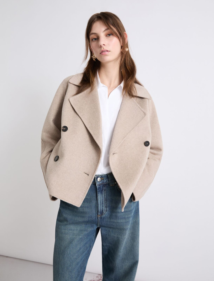 kurzer doppellagiger trenchcoat - creme