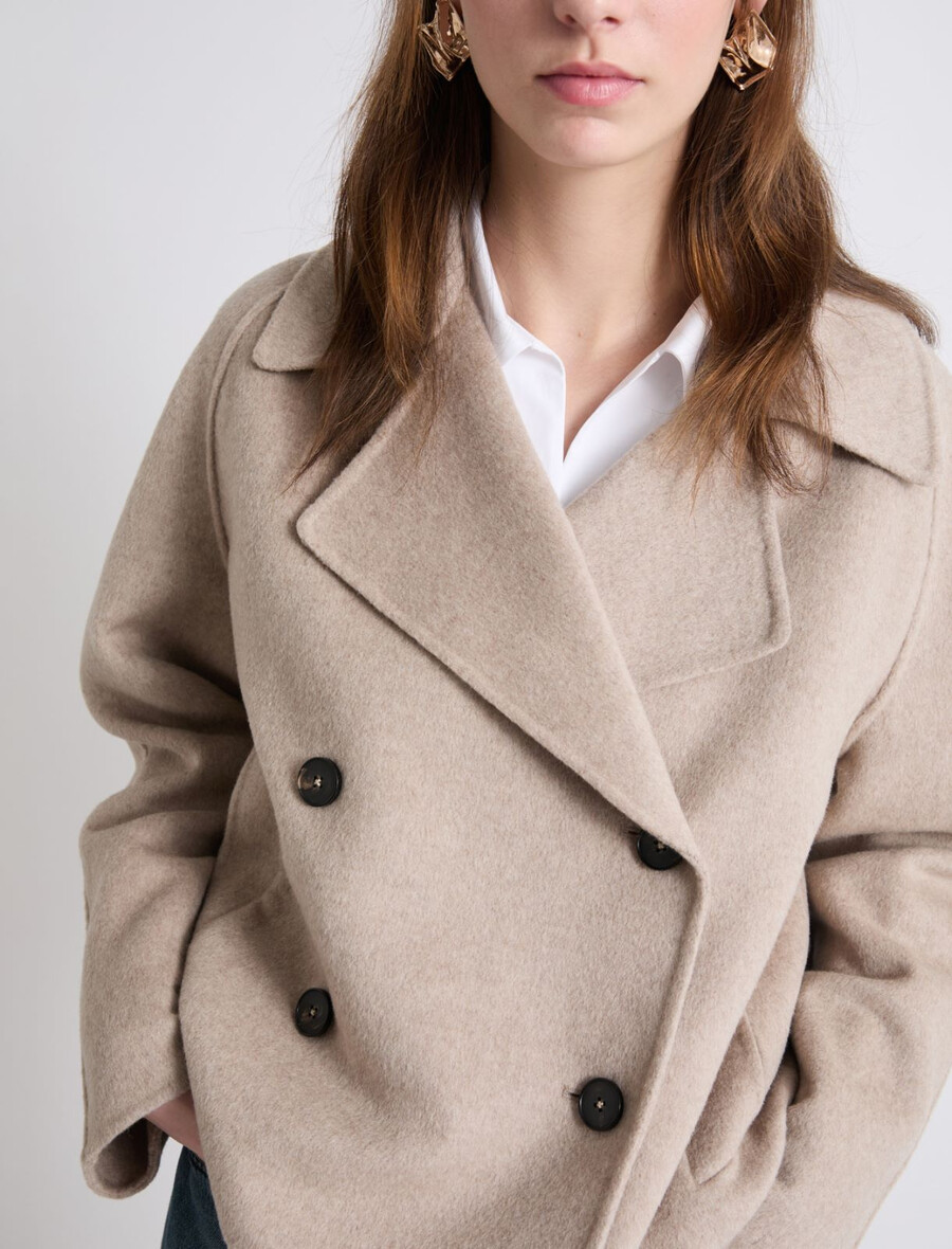 kurzer doppellagiger trenchcoat - creme