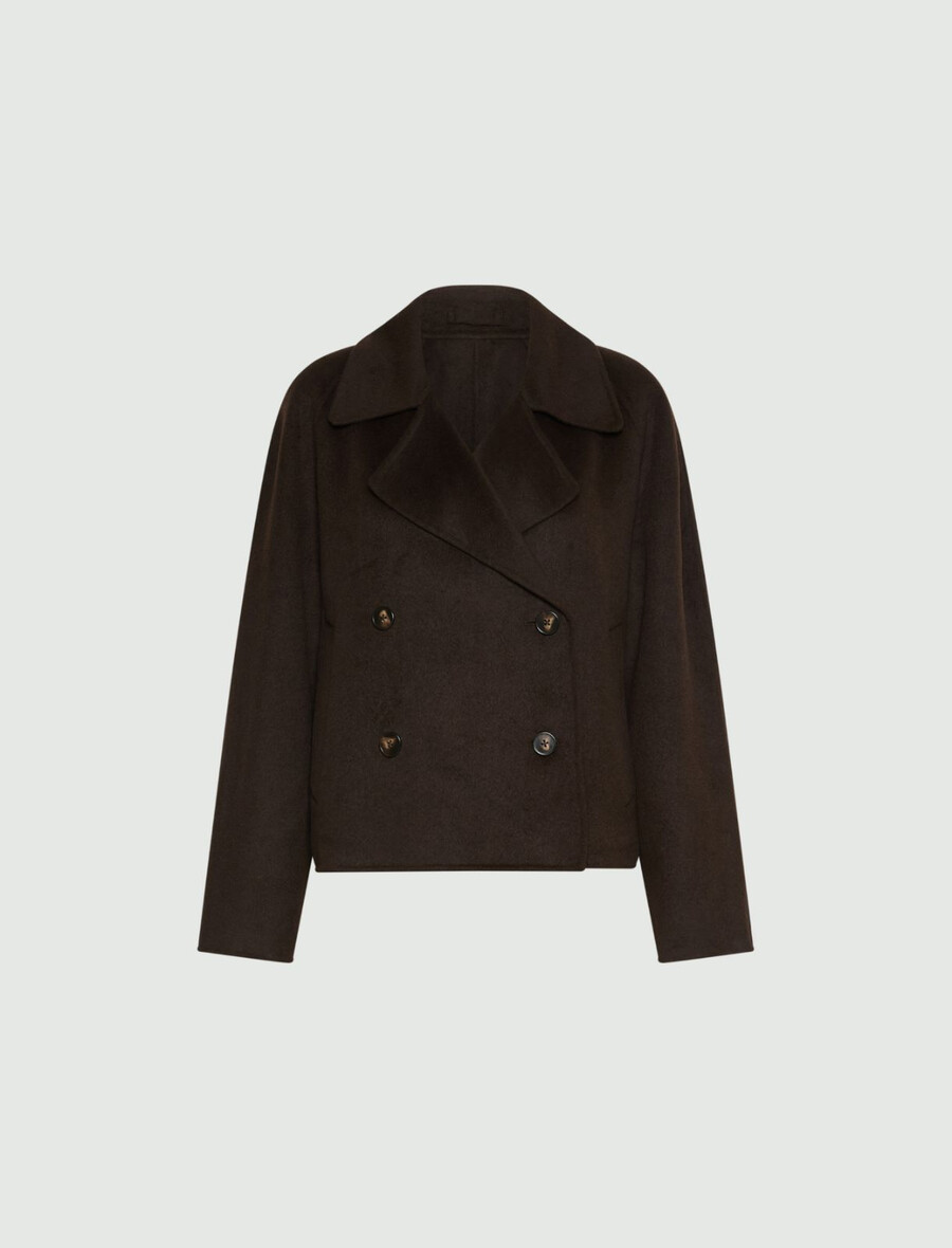 kurzer doppellagiger trenchcoat – dunkelbraun