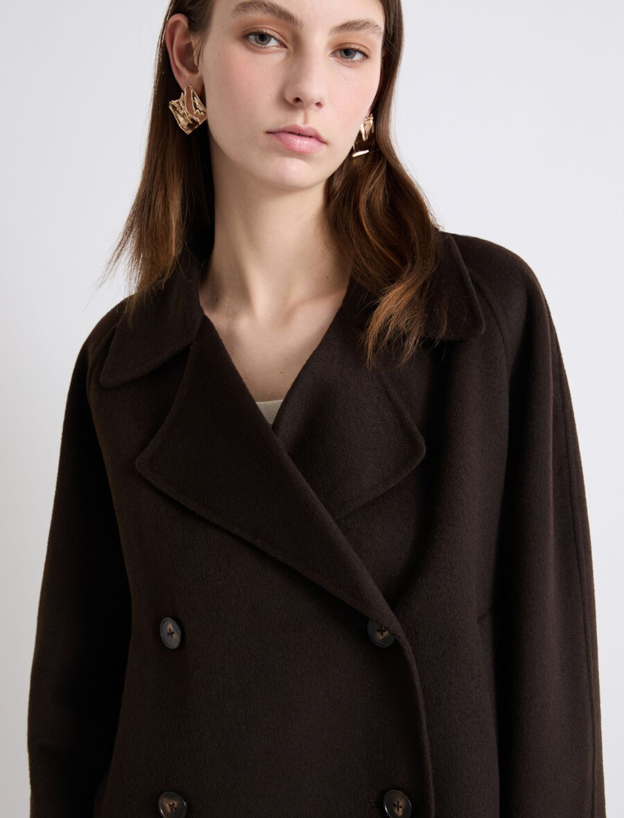 kurzer doppellagiger trenchcoat – dunkelbraun