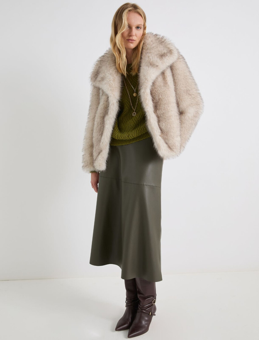 oversize-jacke aus flauschigem stoff – beige