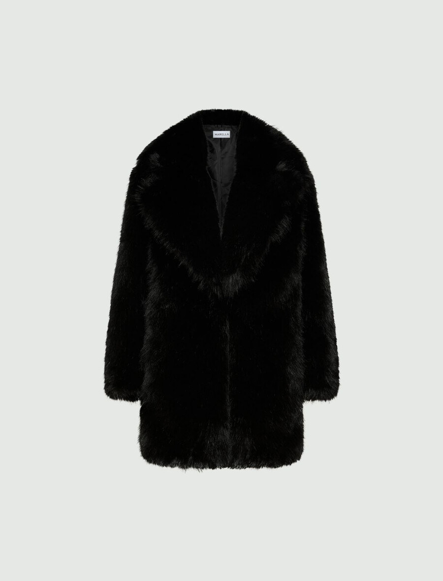 Übergroße flauschige strickjacke – schwarz