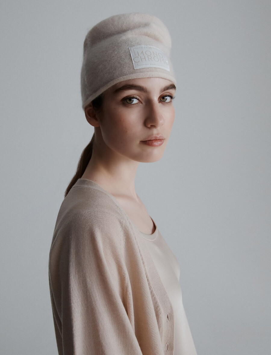 strickmütze aus kaschmirmischung - creme