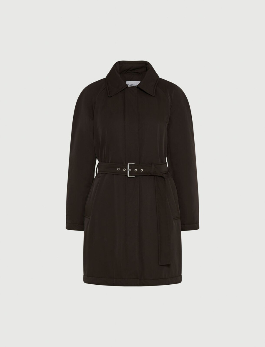 wasserabweisender wattierter trenchcoat - braun