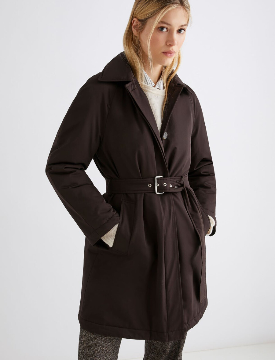 wasserabweisender wattierter trenchcoat - braun