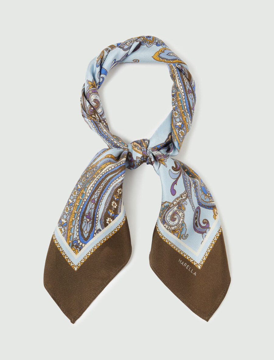 seidenschal mit paisleymuster – hellblau
