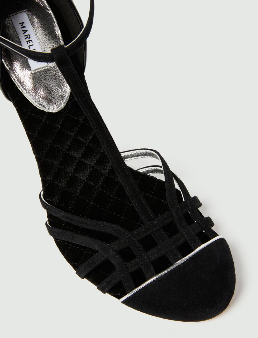 wildleder-sandalen mit t-riemen - schwarz