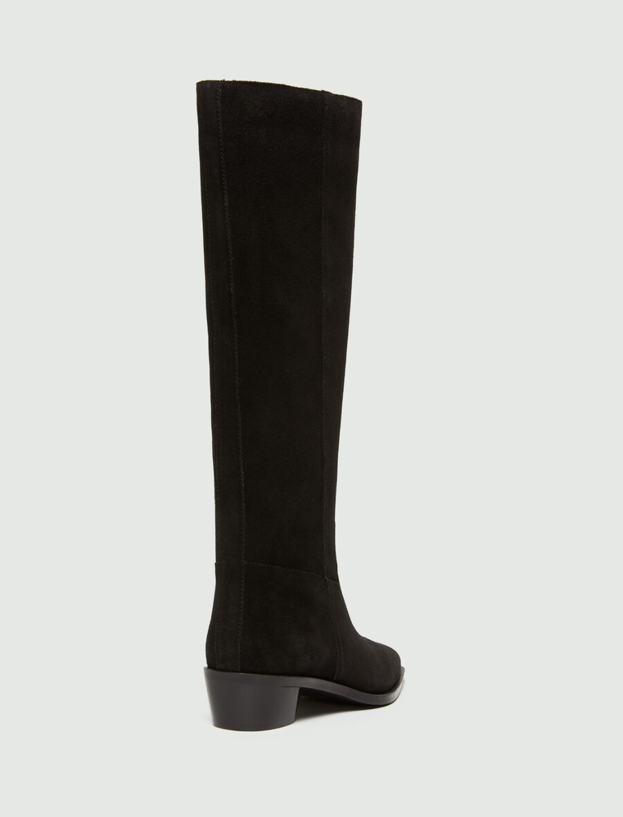 wildleder-kniestiefel - schwarz