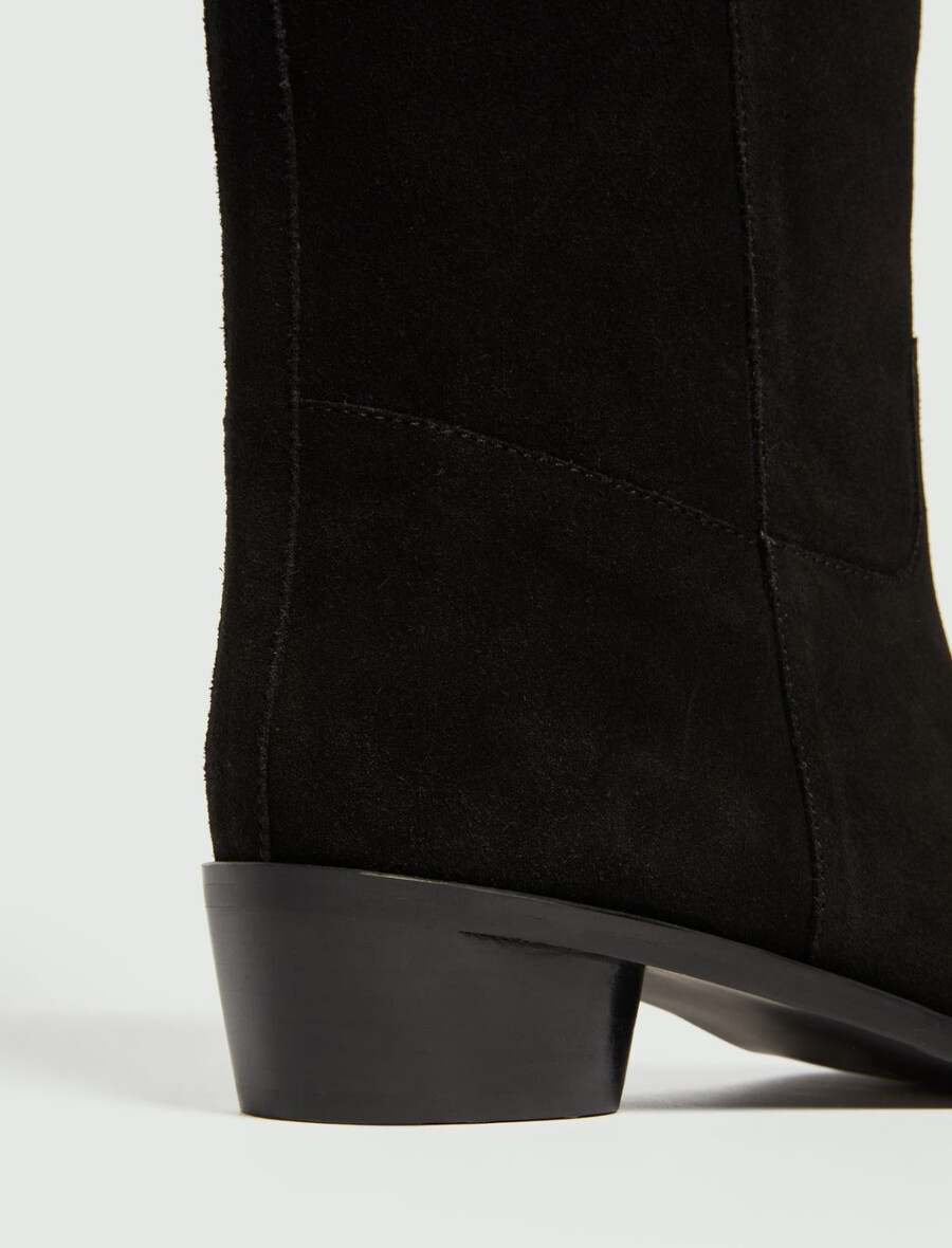 wildleder-kniestiefel - schwarz