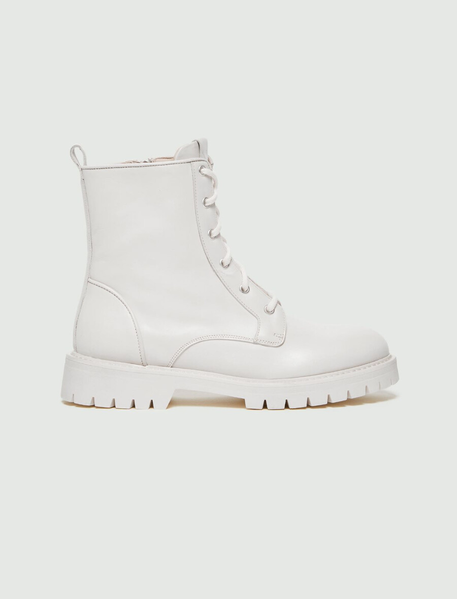 kampfstiefel aus leder - milk