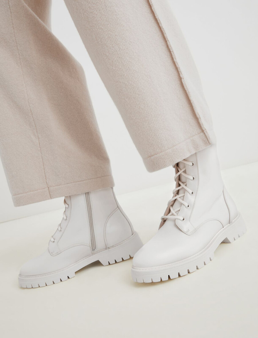 kampfstiefel aus leder - milk