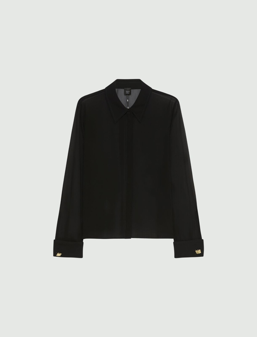 georgette-hemd - schwarz