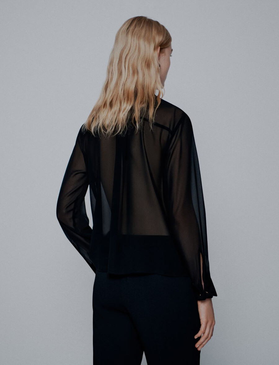 georgette-hemd - schwarz
