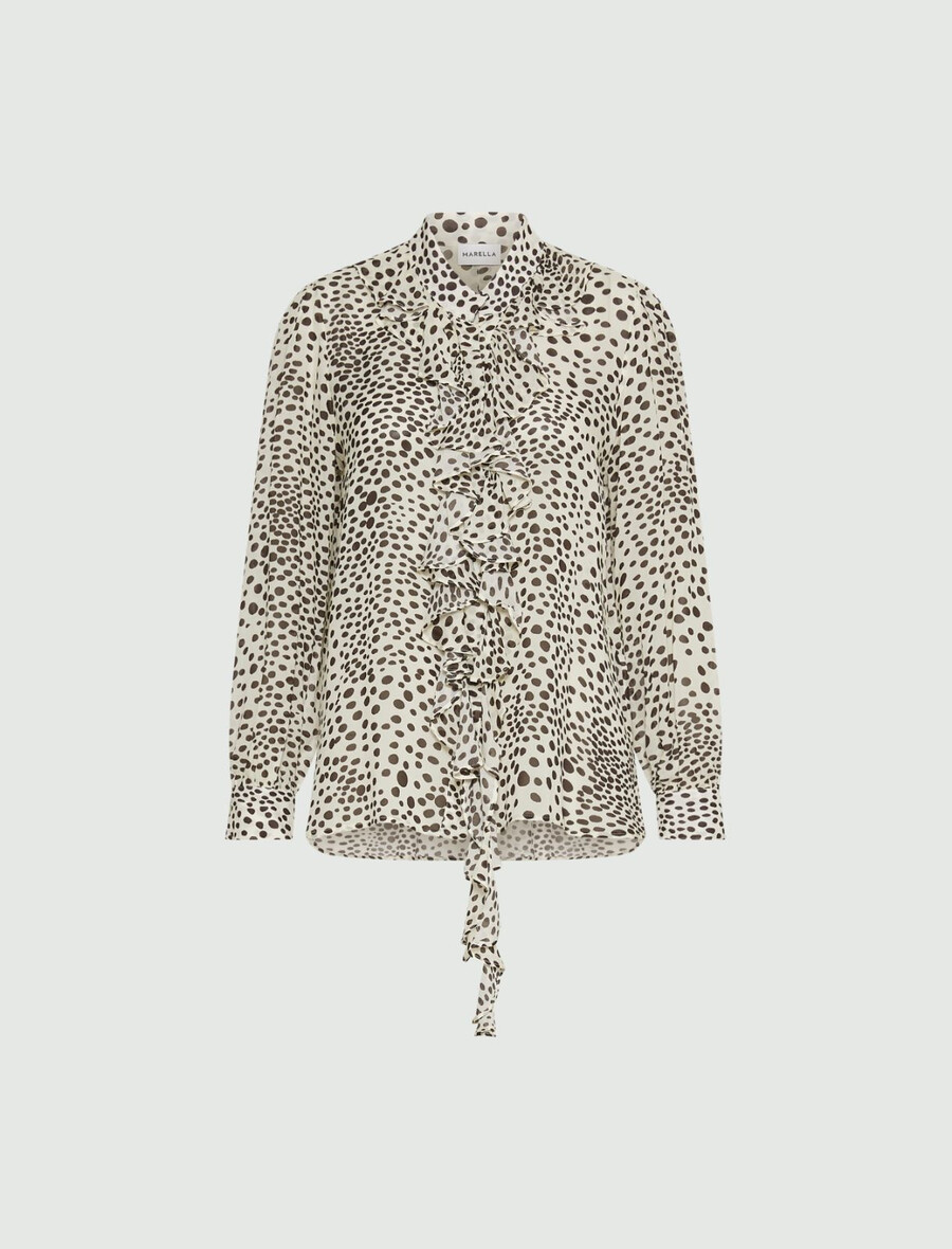 gerafftes georgette-hemd – creme
