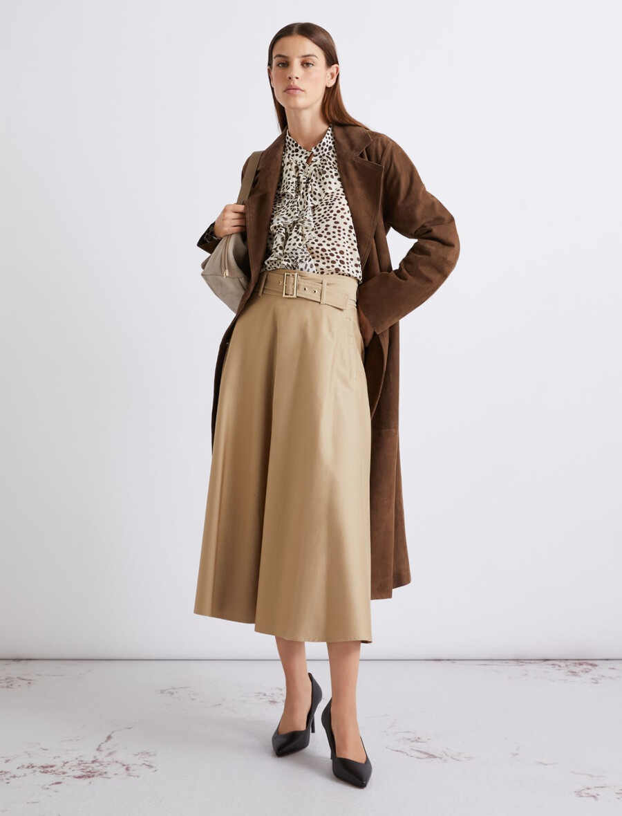 gerafftes georgette-hemd – creme