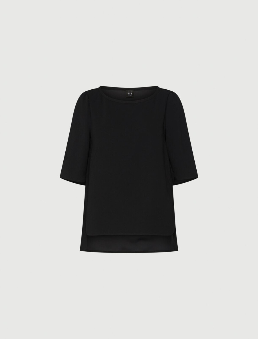 envers satin-t-shirt - schwarz