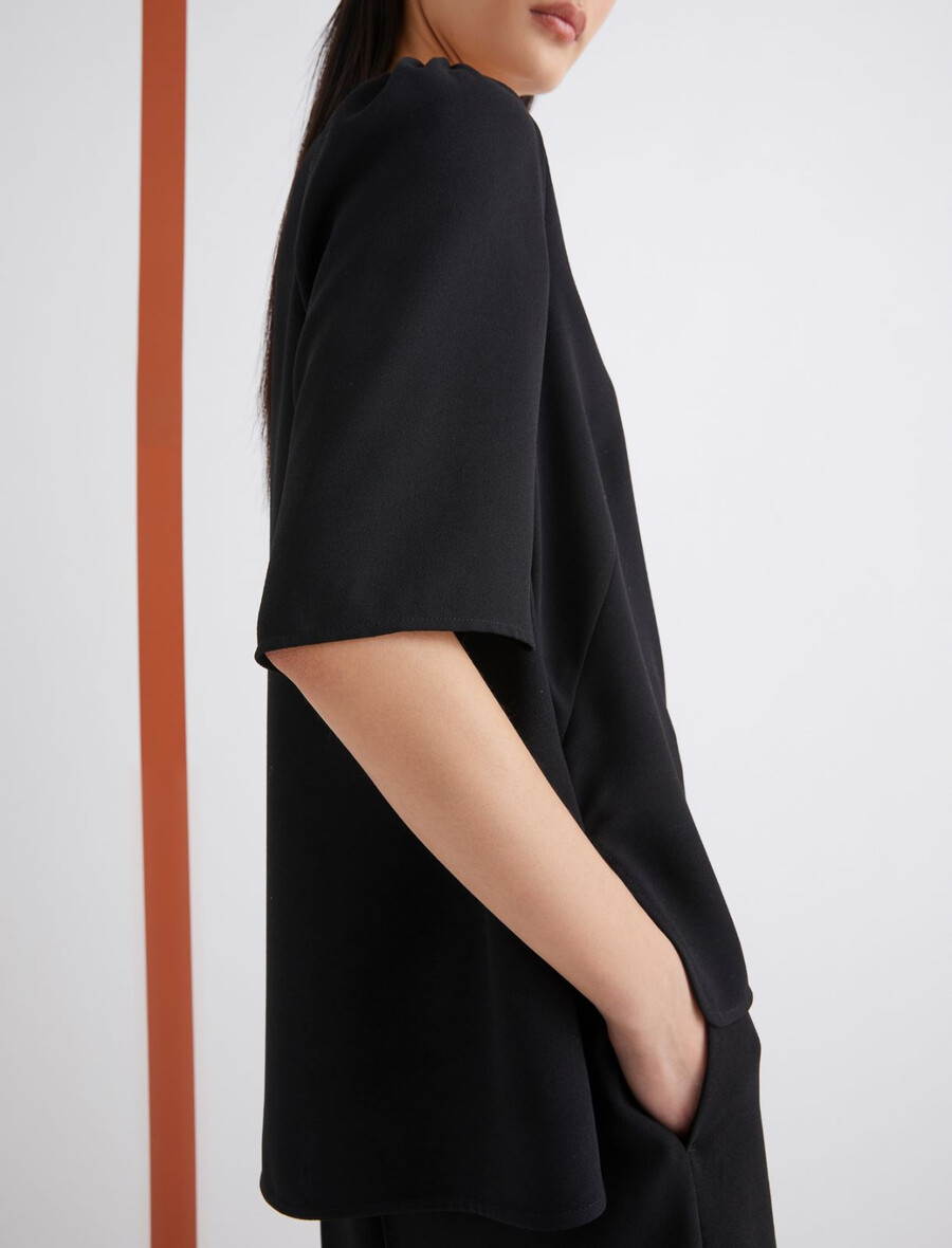 envers satin-t-shirt - schwarz