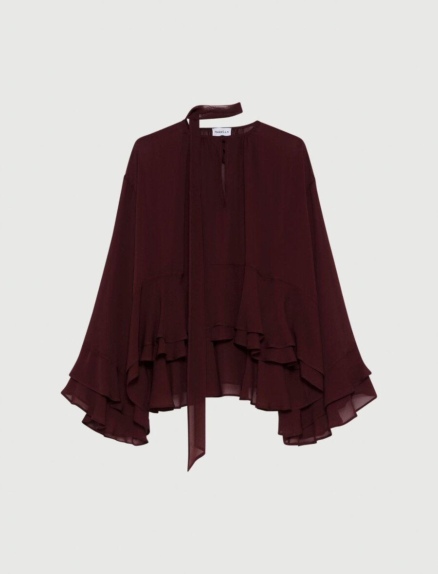 georgette-bluse - bordeaux
