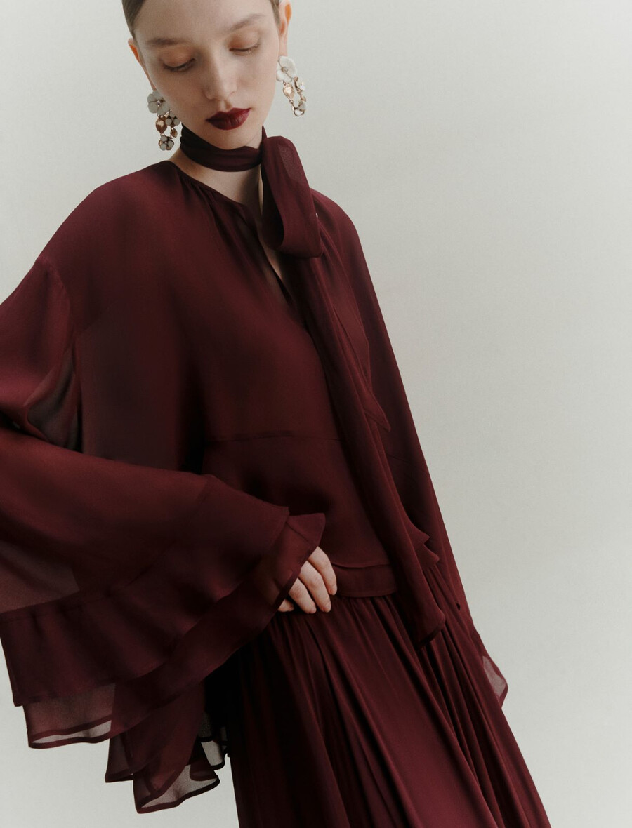 georgette-bluse - bordeaux