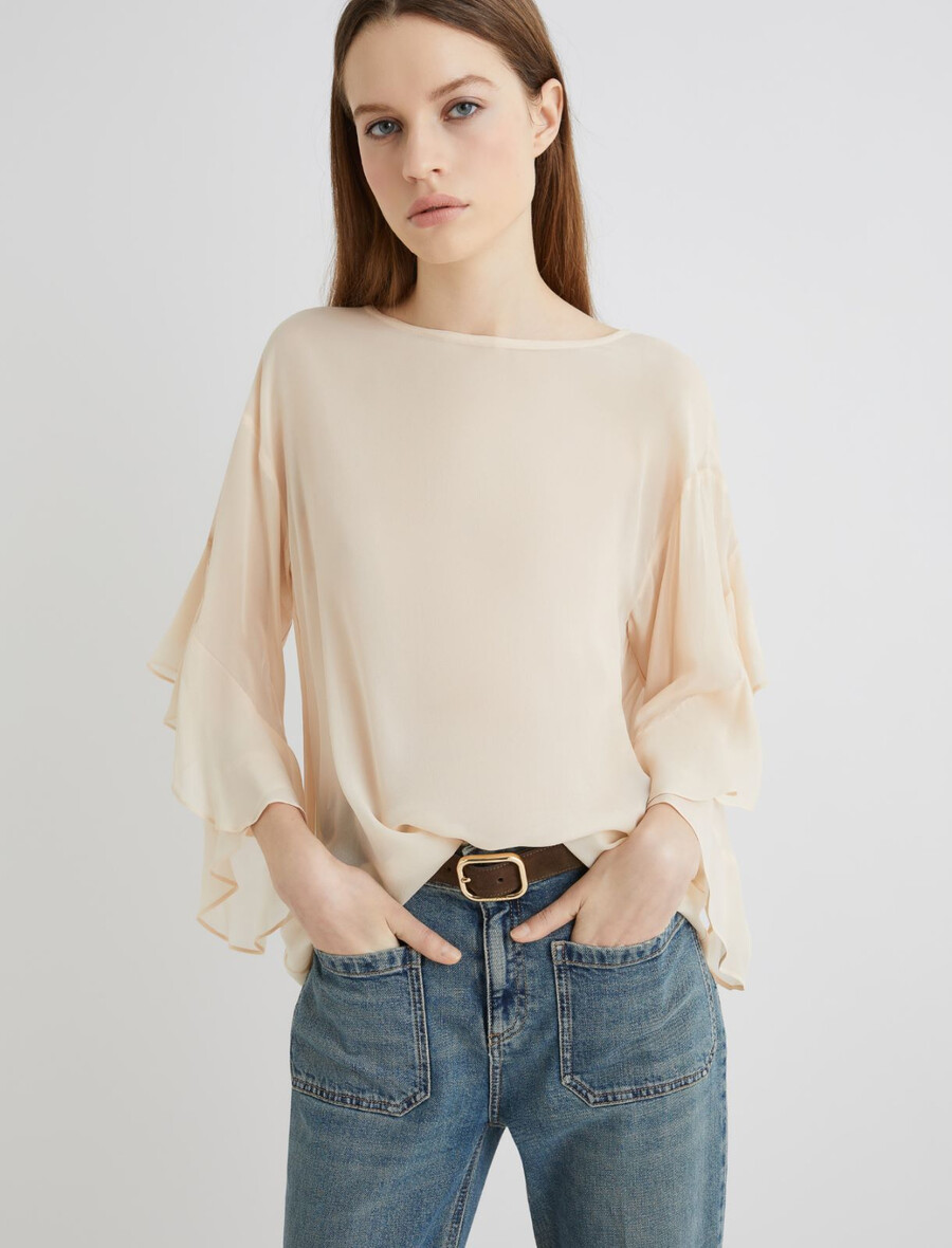geraffte bluse - puder