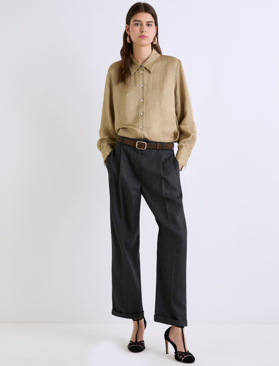hemd in knitteroptik – oliv