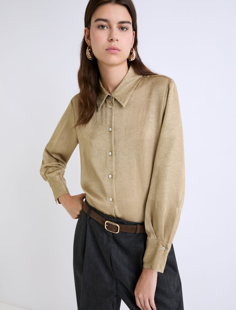 hemd in knitteroptik – oliv