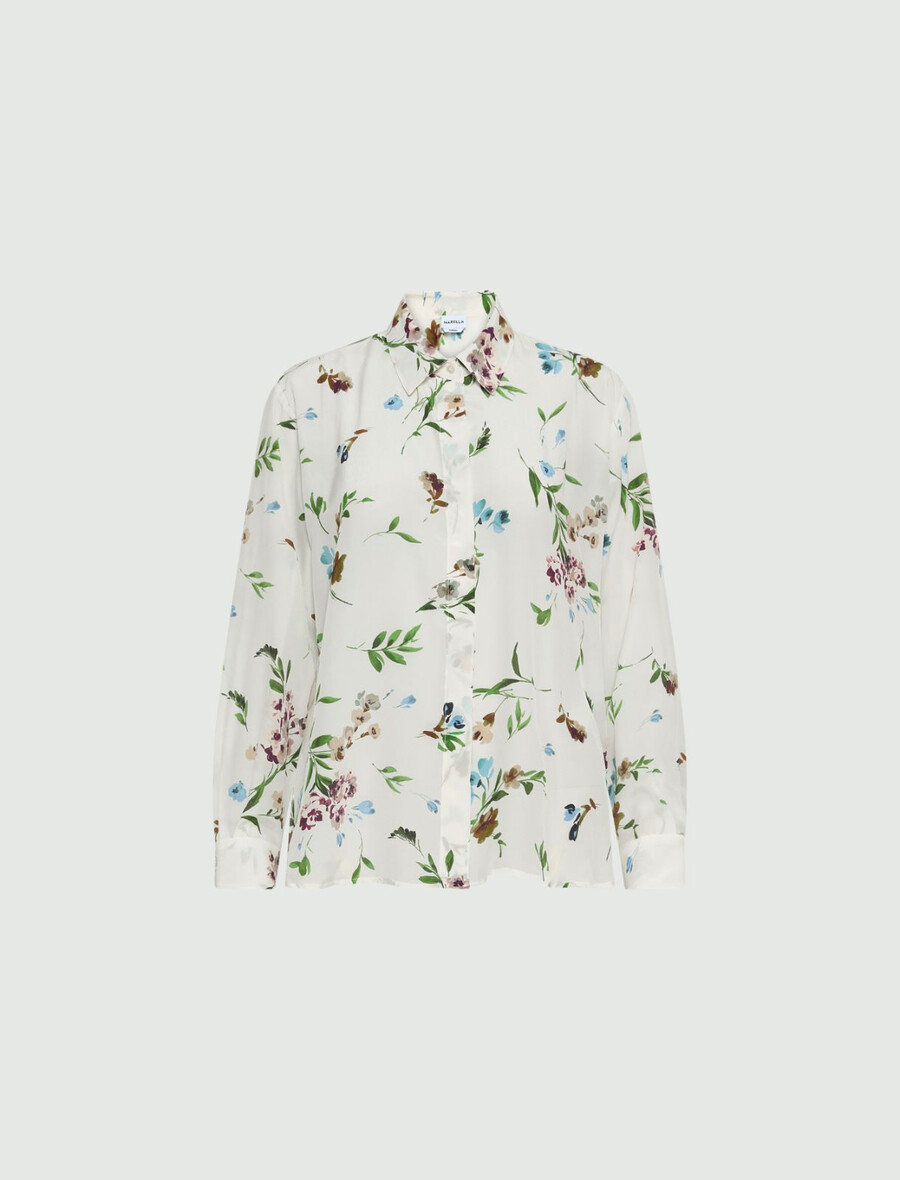 bedrucktes seidenhemd – creme