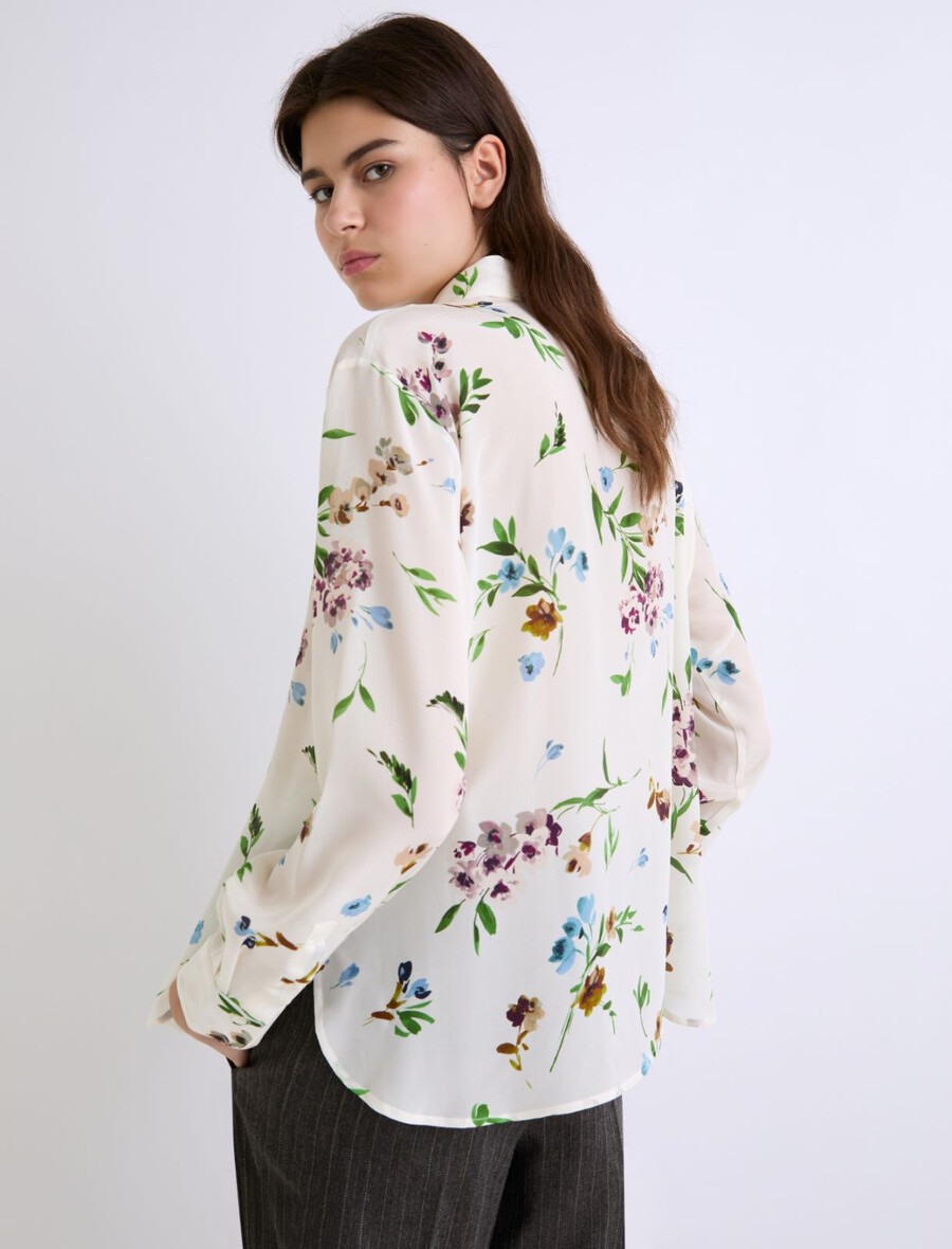 bedrucktes seidenhemd – creme
