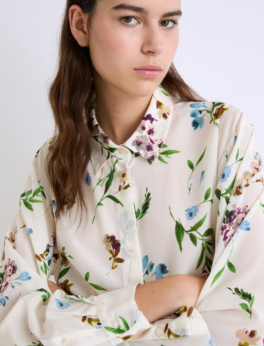 bedrucktes seidenhemd – creme