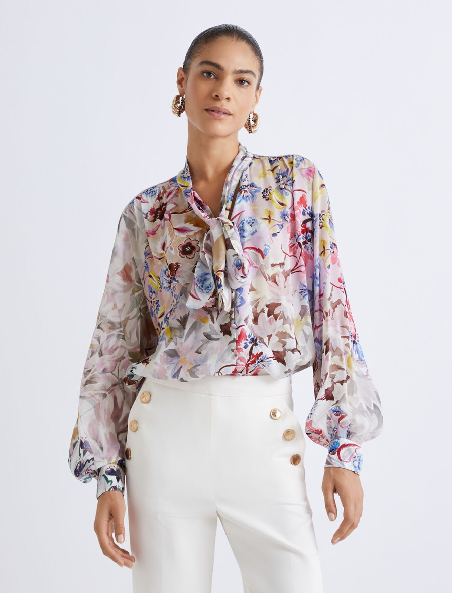 bluse mit schärpen-detail – rosa