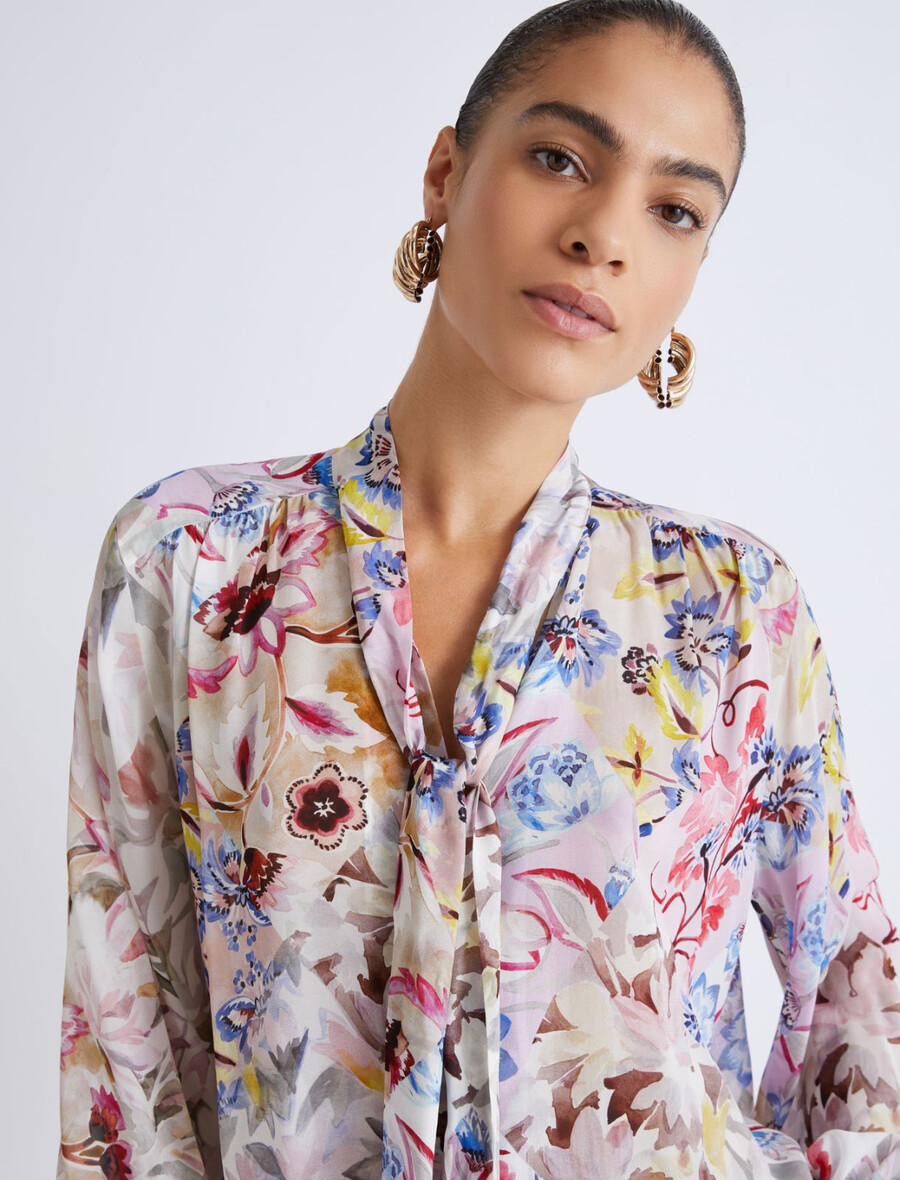 bluse mit schärpen-detail – rosa