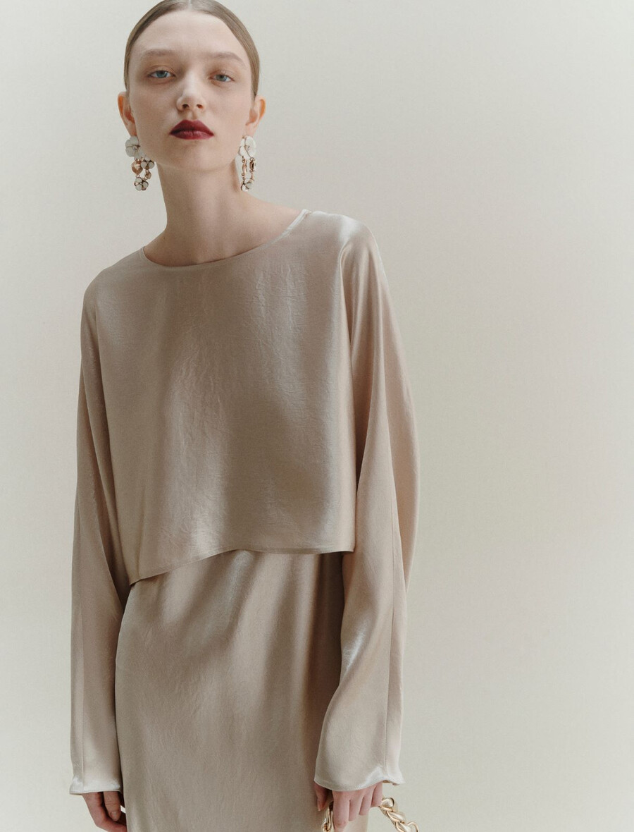 satinbluse - natur