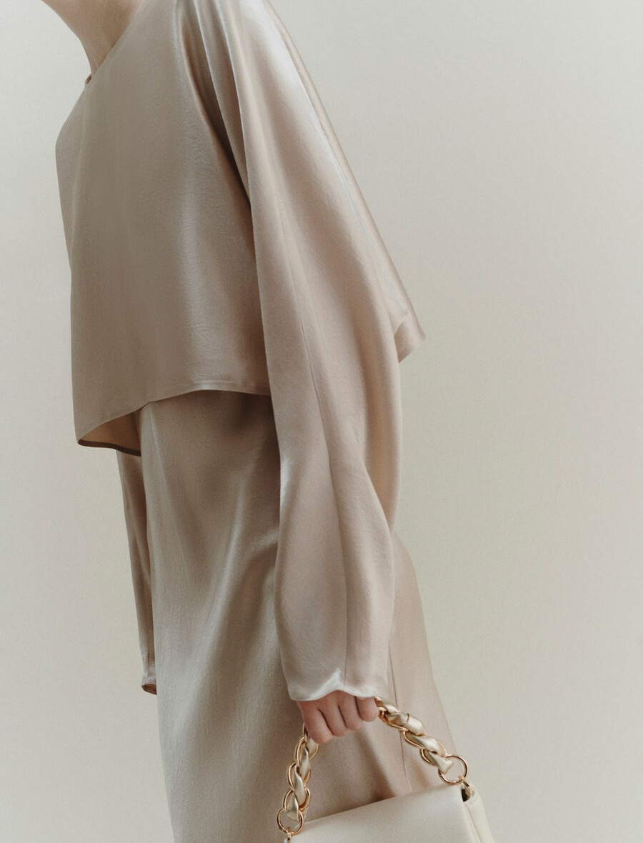 satinbluse - natur