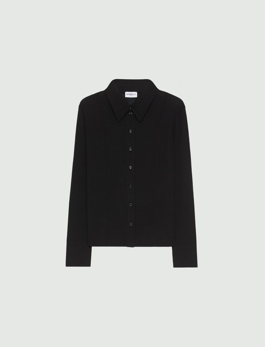 schmal geschnittenes jersey-shirt – schwarz