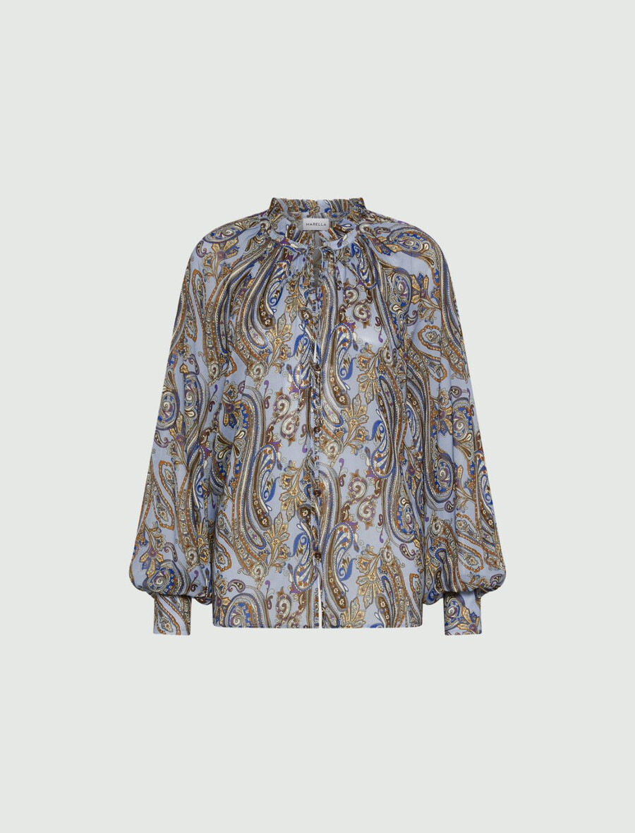 georgette-bluse in lockerer passform – hellblau