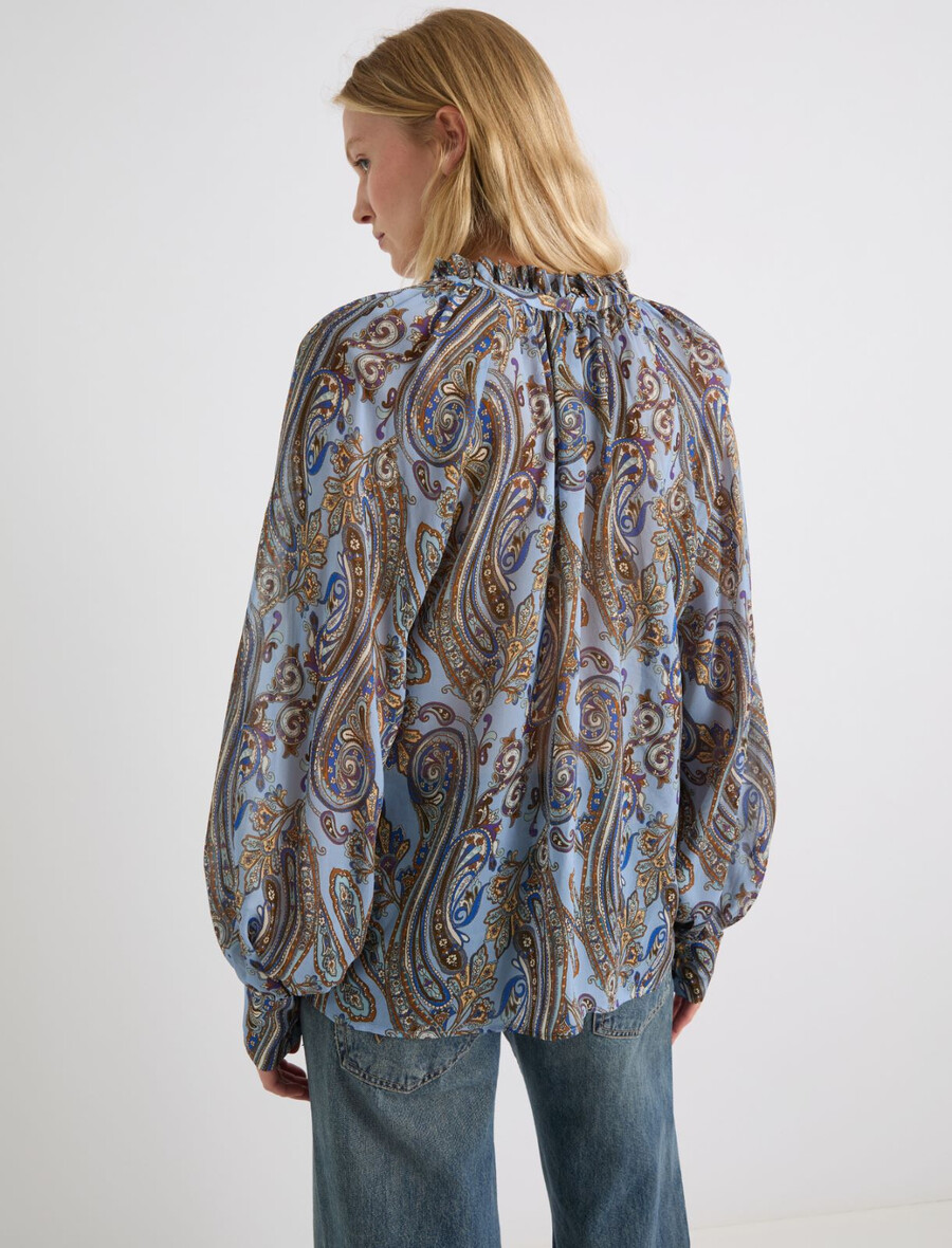 georgette-bluse in lockerer passform – hellblau