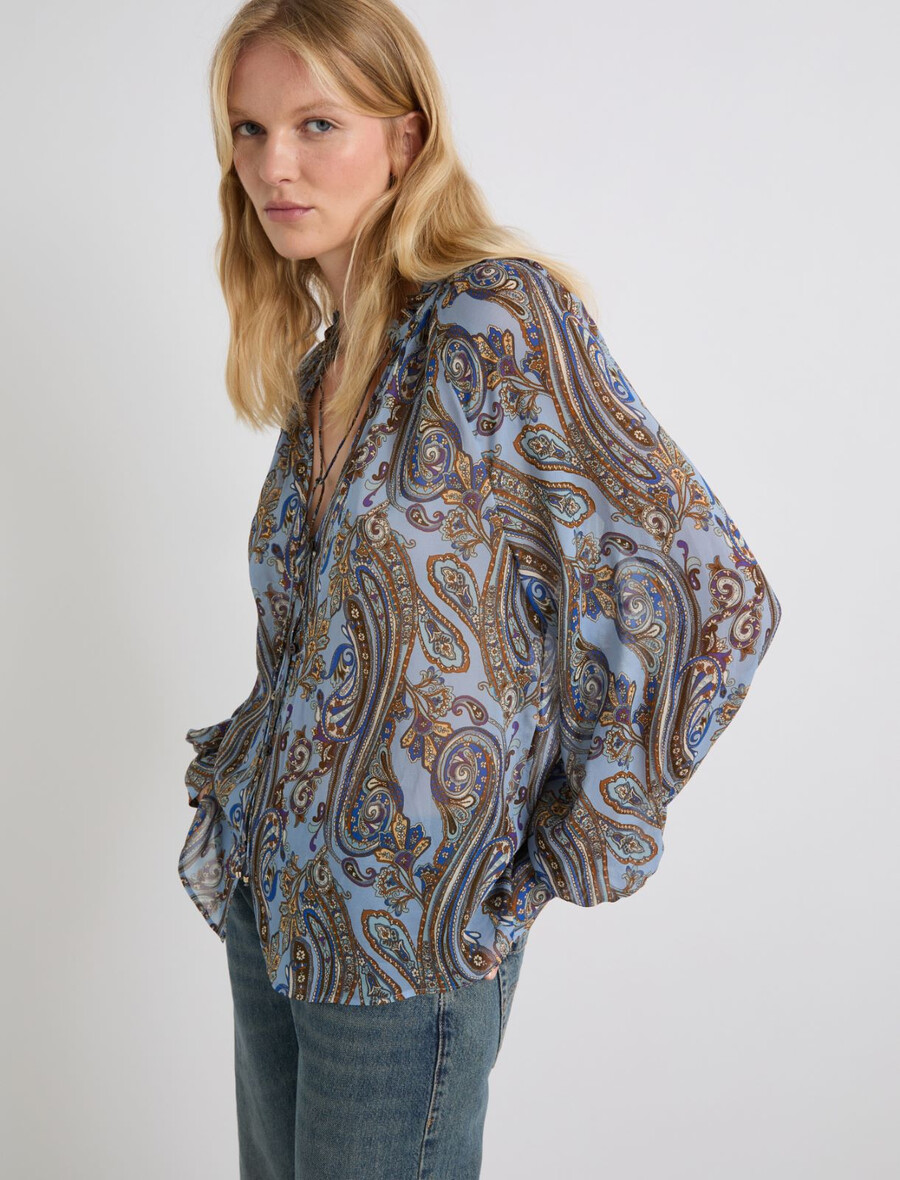 georgette-bluse in lockerer passform – hellblau