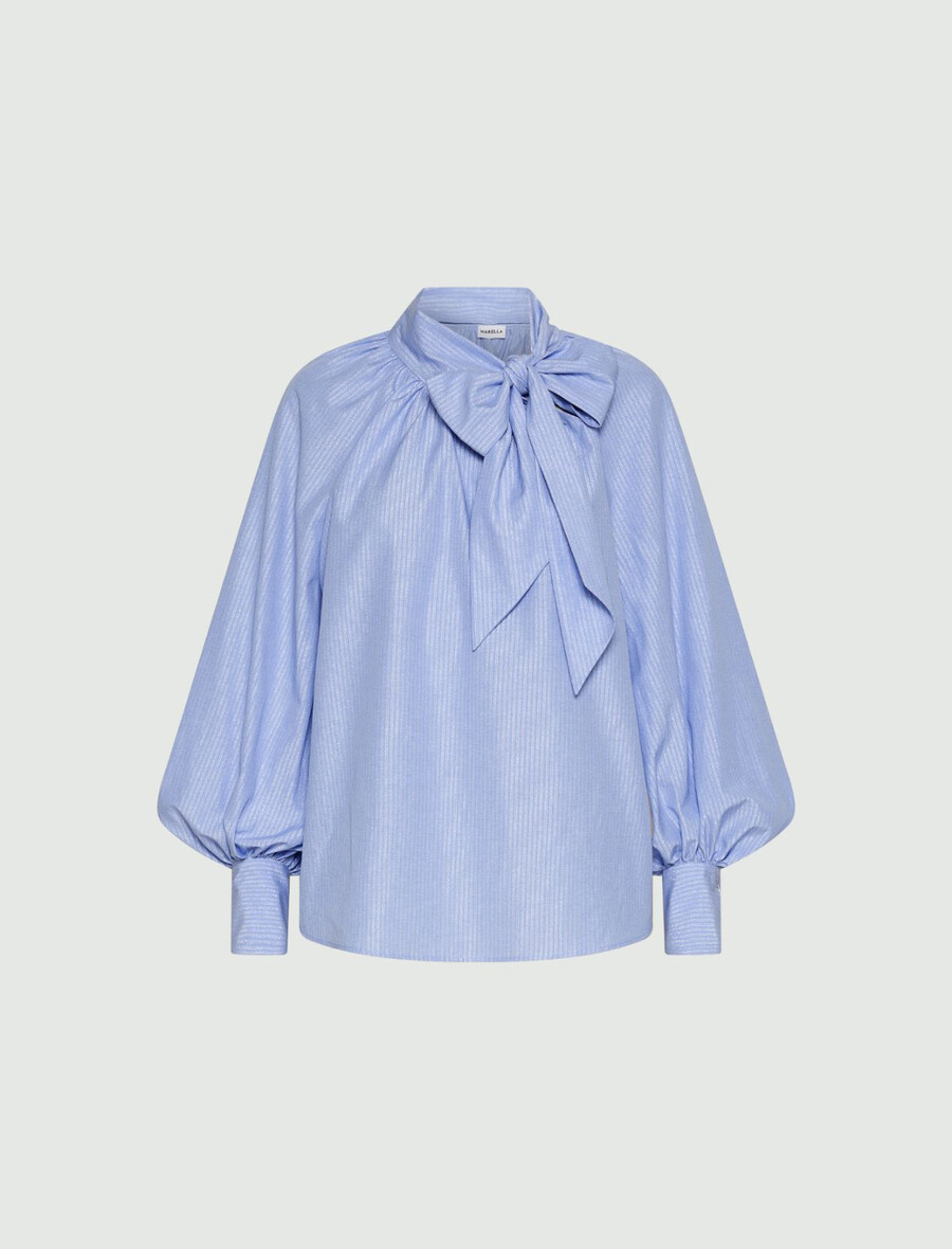 bluse mit schärpen-detail – hellblau