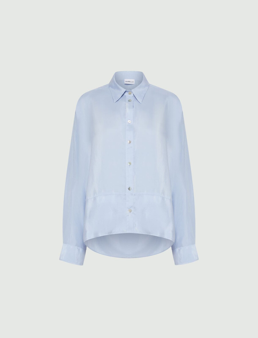 oversize-seidenhemd von habotai – hellblau
