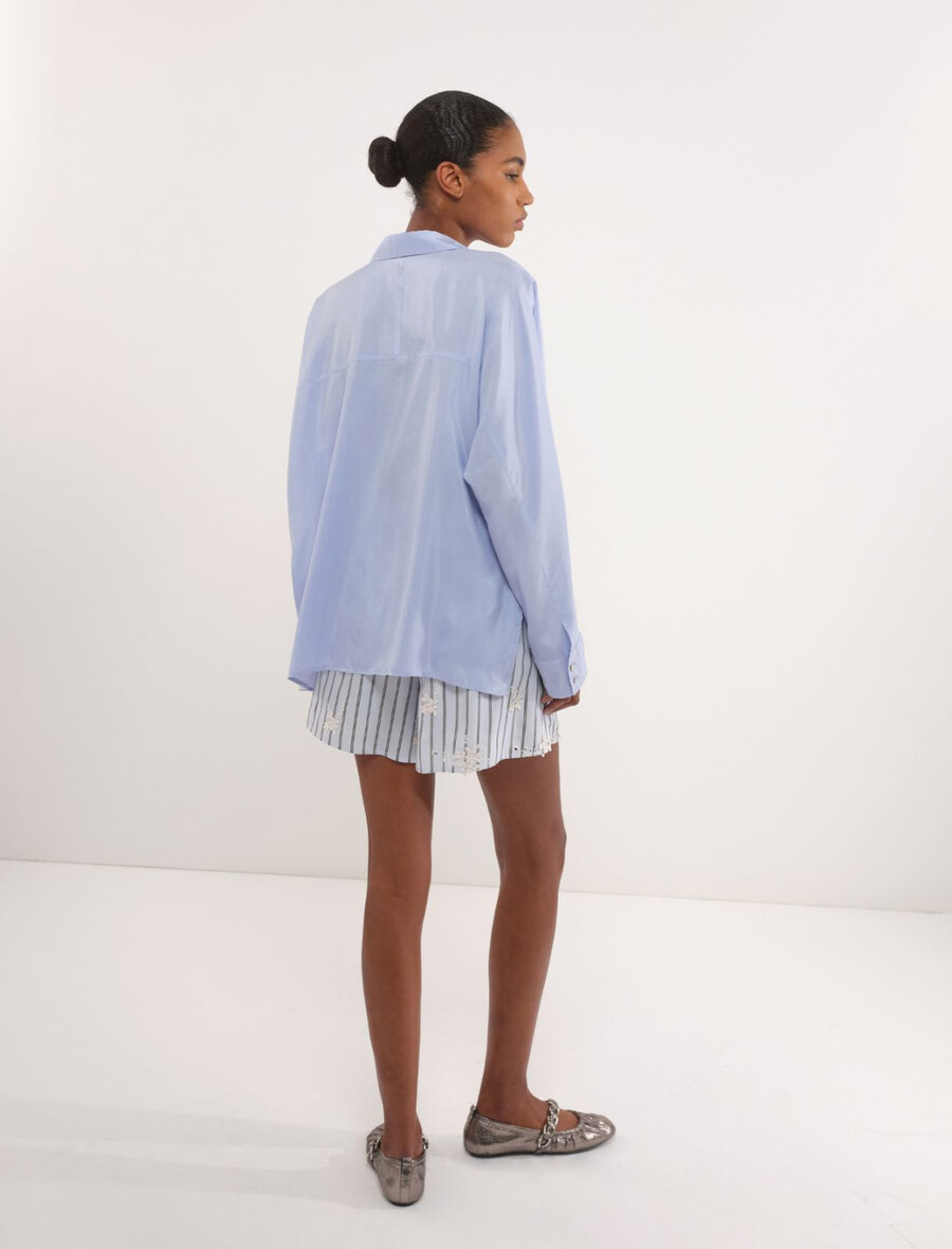 oversize-seidenhemd von habotai – hellblau