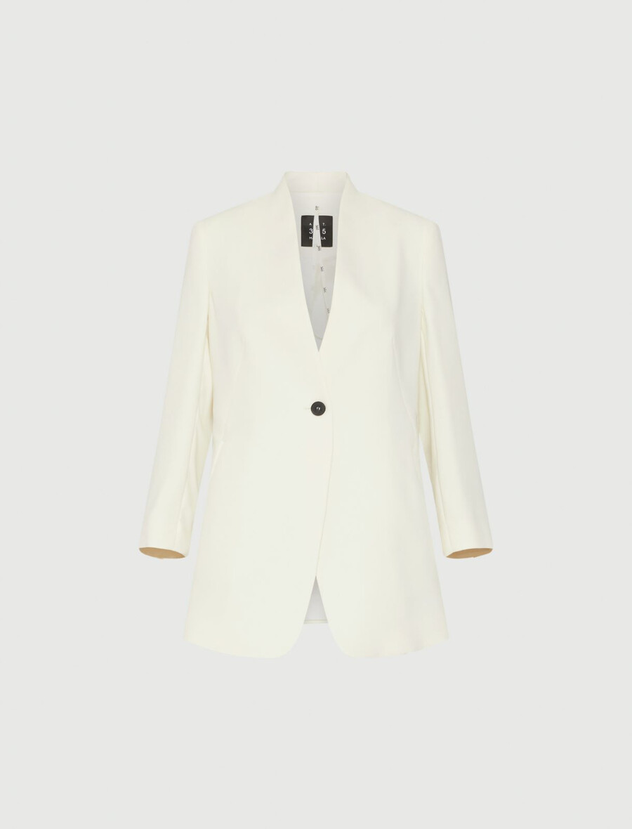 langer einreihiger blazer – wolle weiss